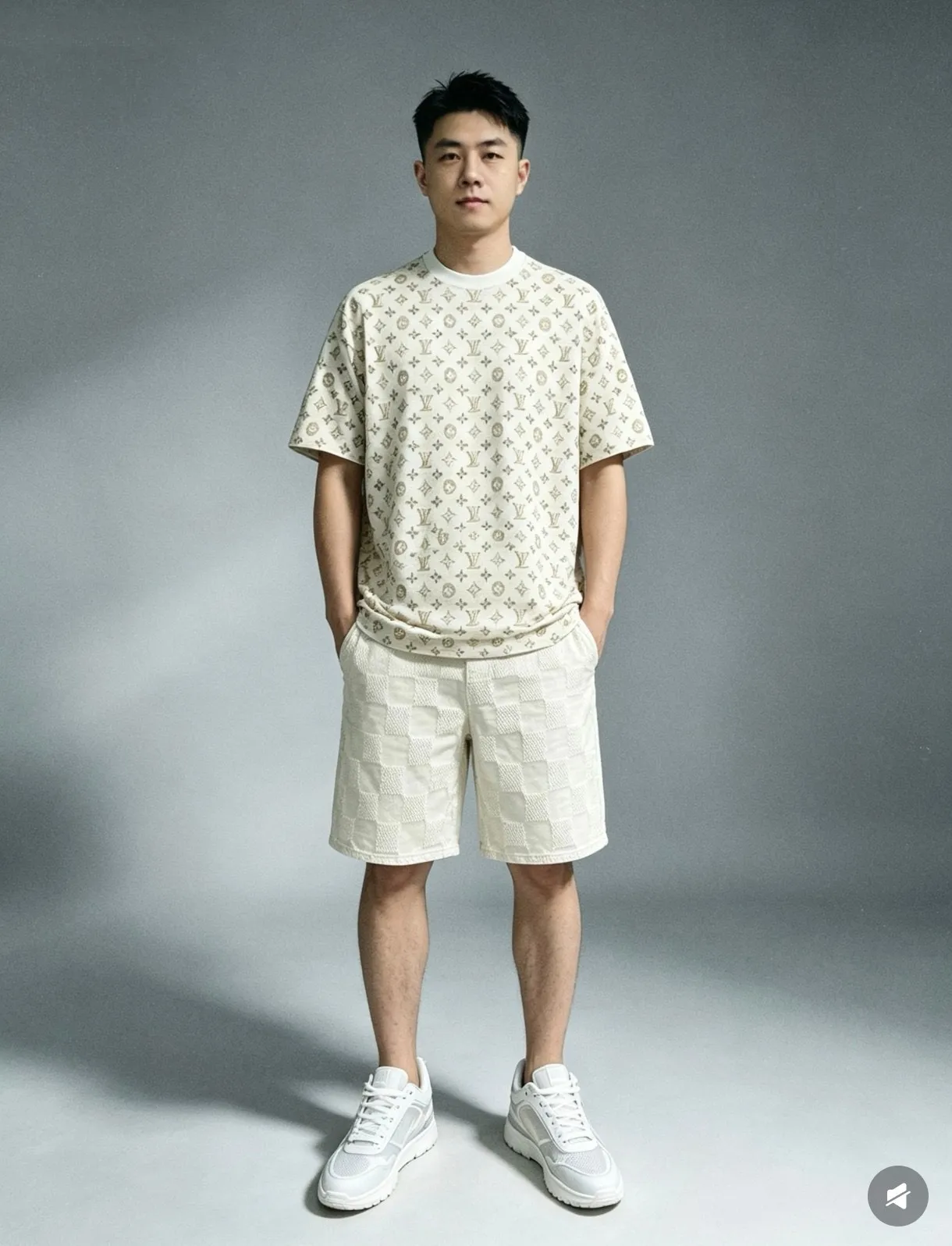 Louis Vuitton/Louis Vuitton 26ss allover old flower jacquard knitted short sleeves